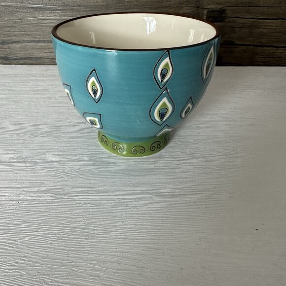 Pier 1 One Mug Cup Peacock Pattern Hand Painted Large Coffee Tea Hot Chocolate - Picture 2 of 8